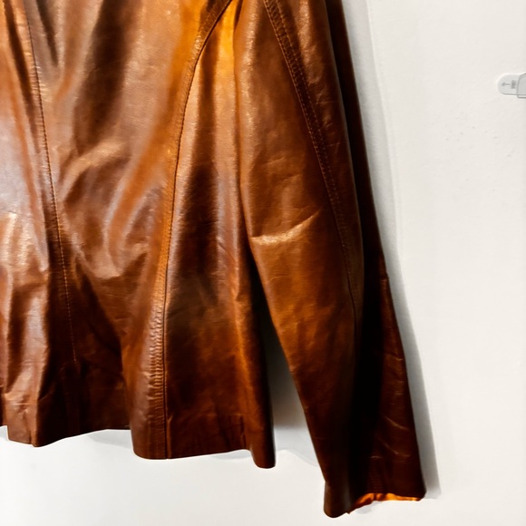 Vintage 1970’s Poppy’s Argetina Brown Rusty Colored Leather Jacket Sz Medium - Picture 12 of 15